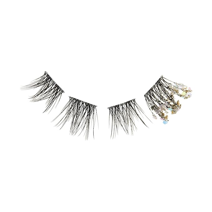 FALSCARA X WICKED: FOR GOOD False Eyelashes, ‘I Couldn't Be Lovelier’, 8mm-10mm Natural Volume, Silver Glitter, Lash Extension Kit Includes Mini BOND, Mini Applicator, & 10 Lash Clusters