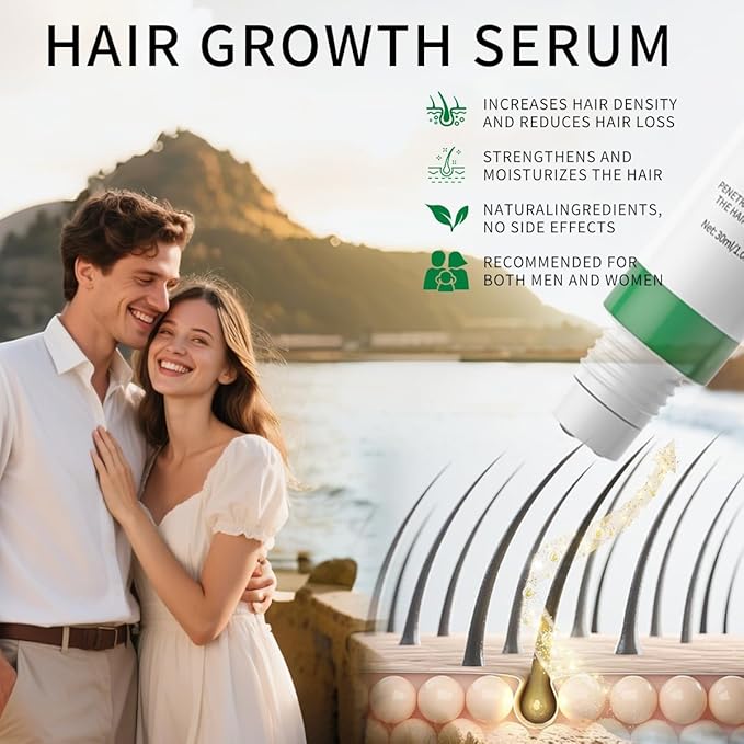 W3W Hair Growth Serum with Rosemary, Fermented Rice & Caffeine - Roll-On Scalp Treatment for Thinning Hair, No Minoxidil, Fast-Absorbing, Non-Greasy Formula for Women & Men