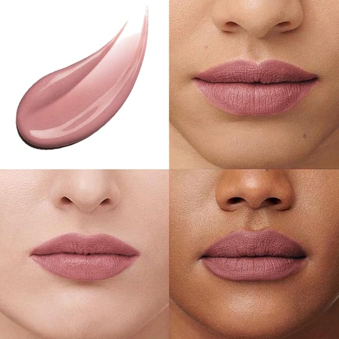 evpct 1Pcs Nude Pink Matte Liquid Lipstick Lip Stain Sets for Women, Peony Flower Brown Red Matte+Lipstick Long Lasting Permanent 24 hr Hours Magic Lipstick 24 Hours original Waterproof, 03#