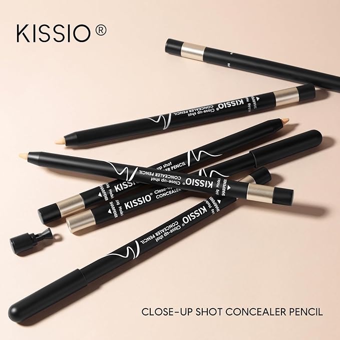 KISSIO Concealer Pencil,Under Eye Concealer,Cover Acne and Freckles,Brightener,Waterproof,Long-lasting,Cream,Makeup Pencil with Sharpener,01 PORCELAIN