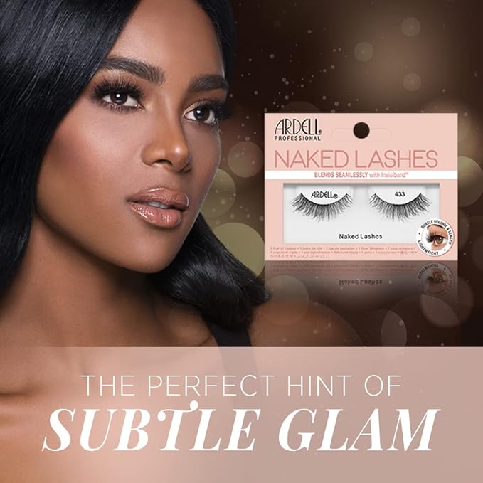 Ardell Naked Lashes Natural 433 with Invisiband – Lightweight, Natural False Eyelashes, Soft Volume Strip Lashes, 1 Pair