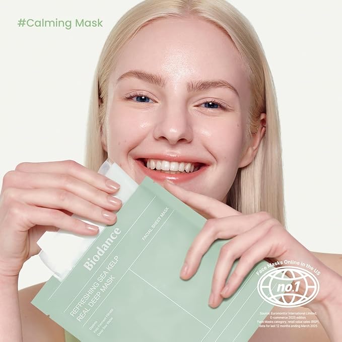 BIODANCE Repair Calming Mask Duo Set: Ceramide Panthenol & Sea Kelp Real Deep Mask, Hydrating, Calming, Soothing Face Mask for Sensitive Skin, Korean Skincare Set, Christmas Gift Stocking Stuffers