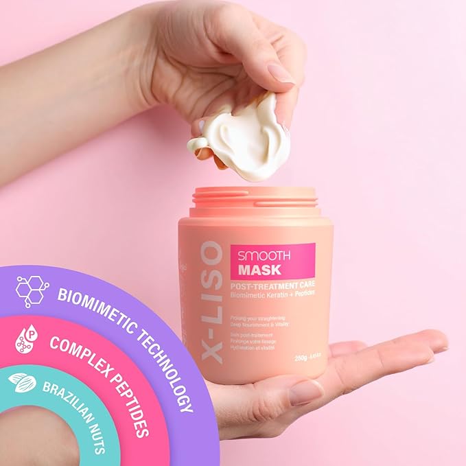 Smooth Mask - Keratin Hair Mask Treatment for Dry Damaged Hair, Post-Keratin Care with Biomimetic Keratin, Peptides & Brazil Nut Oil - Deep Conditioning Mask for Frizz Control & Hydration