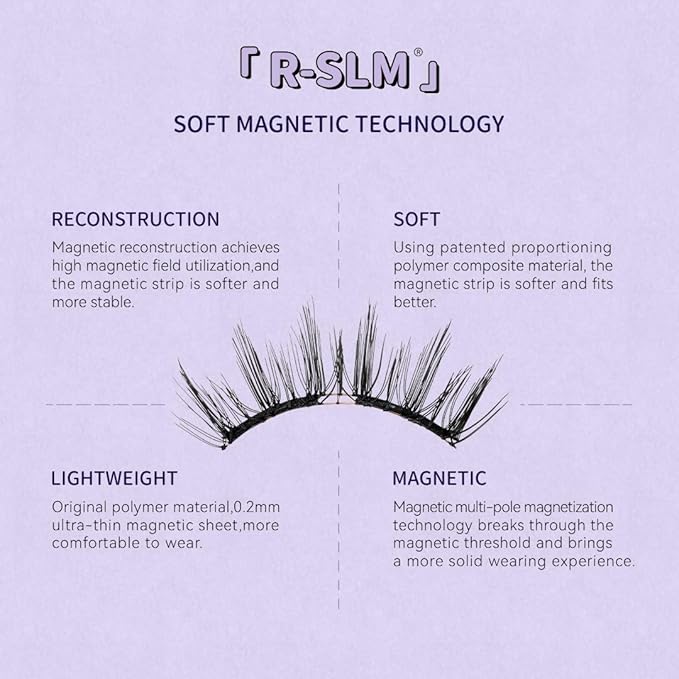 Soft Magnetic Eyelashes Kit with Applicator, No.18 Velvet Black BearisBug, Reusable Glue-free Wispy Magnetic Lashes, Cruelty-free False Lashes, Waterproof, Lightweight, Suit for Heavy Makeup