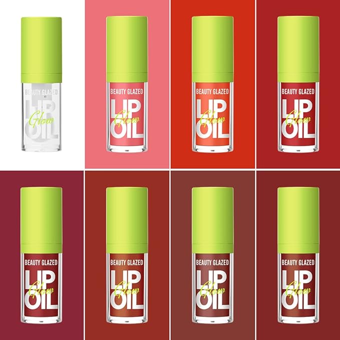 Beauty Glazed Big Brush Head Lip Oil, Ultra-Hydrating & Nourishing, Smooth Glossy Finish Lip Glow Oil, Shiny and Vegan Tinted Lip Gloss, Non-Sticky Formula (101# MEET)