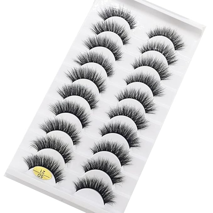 HBZGTLAD New 10 Pairs 3D Mink Lashes False Eyelashes Handmade Wispy Fluffy Long Lashes Natural Eye Makeup Tools Eye Lashes(5D-21)
