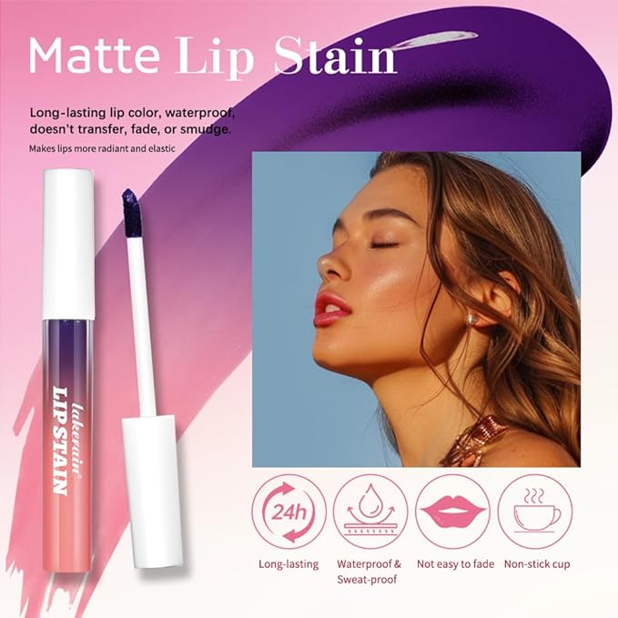 Pipe-off lip liner stain,line tattoo high-color Tint,Smudge-Proof,Waterproof,light brown/dark brown/burgundy long-lasting,Nude Matte Tint,Non-Fading, Full Coverage（#1 Light Pink）