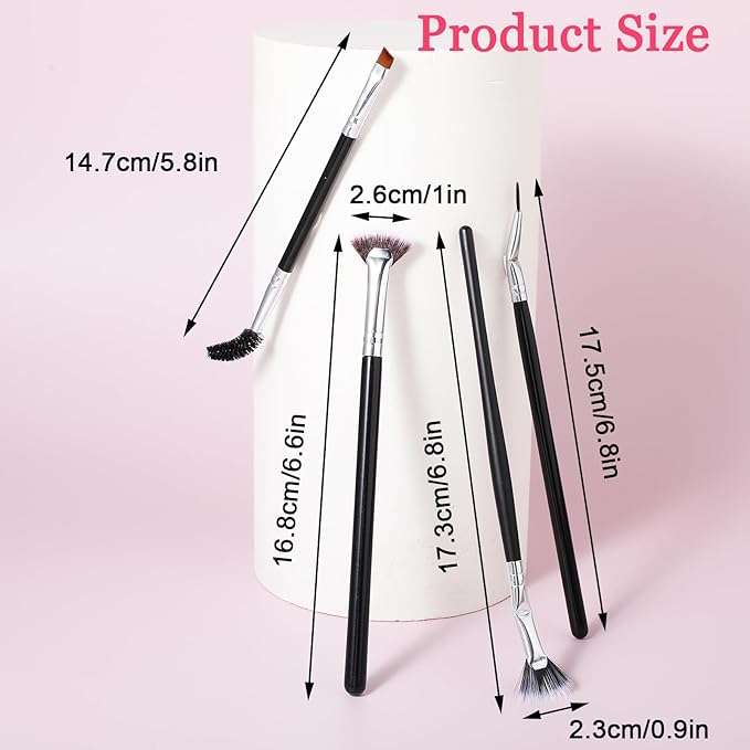 4 PCS Mascara Fan Brush Eyelash Brush Eyelash Separator Tool, Folding Angle Scalloped Lash Brush Set for Lashes, Eyelash Comb, Eye Makeup Brush Tool