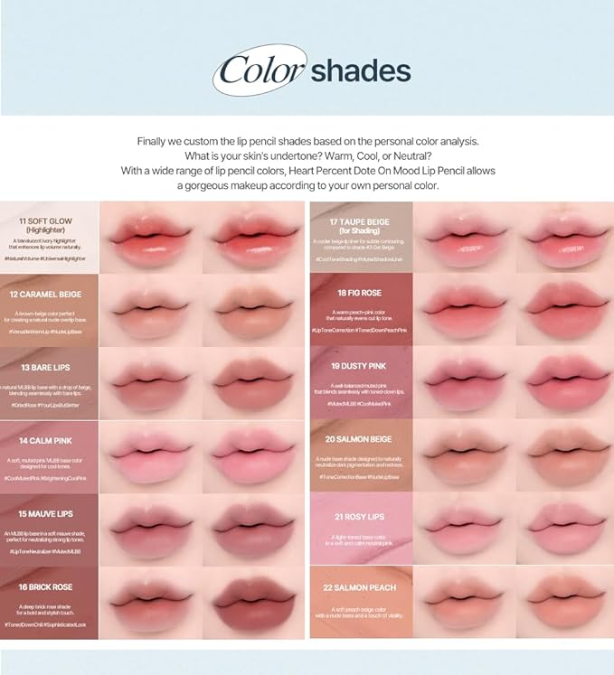 Heart Percent Dote On Mood Lip Liner Pencil, Long-Lasting Creamy Lip Crayon Smooth Lipliner Retractable Lipstick Overlip Line Color 0.8g, #04. Strawberry Milk