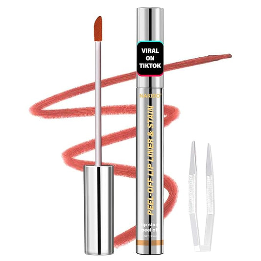 Lip Stain - Lip Stain Peel Off | Waterproof, Transfer-Resistant, Smudge-Proof | Precise Application, One-Peel Finish | Long Lasting Lip Liner Stain for All-Day Color Hold（Coral Pink）