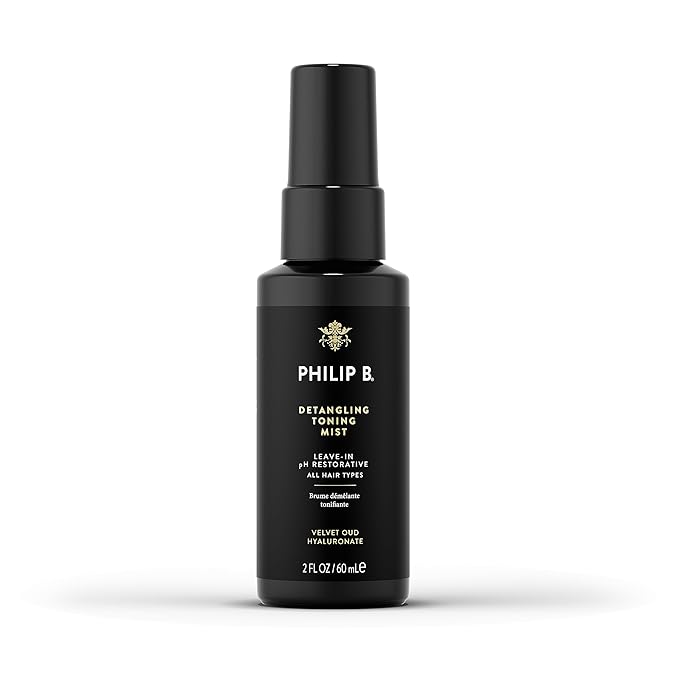 PHILIP B Detangling Toning Mist with Velvet Oud, 2 fl. oz. (60 ml) - Leave-In pH Restorative Daily Detangling Mist, Leaves Hair Glossy & Frizz-Free