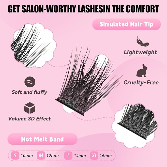 Natural Lash Clusters Kit Wispy Eyelash Clusters 120 pcs Cluster Eyelash Extensions C Curl Individual Lashes 10-16 mm Mix Length Natural Look (Natural 50D KIT 120 Pcs)