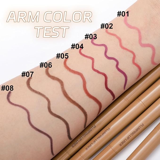 2Pcs Matte Lip Liner Pencil, Plump lip pencil liner Long-Lasting Creamy Formula, With Silicone Smudger for Define Contours & Sculpting Lip,Waterproof Non-Staining Crayon Lip Liners 05#+06#