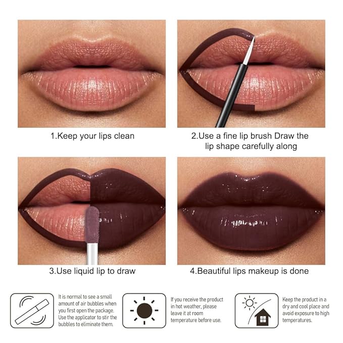 Kaely Longwear Shine Lipstick for Women, Highly Pigmented Liquid Lip Color Makeup, Non-Transfer Lip Gloss Stain Waterproof Smudge Proof 24 Hour, Glossy Finish, Vegan & Cruelty-free, 22 CHOCOLATE