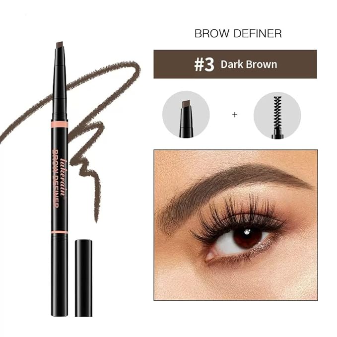Eyebrow Pencil, Professional Eye Makeup Mechanical Pencil - Retractable Triangle Brow Pencil, Double-sided Brow Brush, Shape, Definition, Fill Eyebrow Makeup