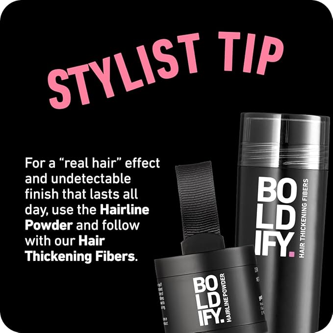 BOLDIFY Hairline Powder (LARGE, 10g) - Root Touch Up Hair Color for Gray Coverage - Bald Spot Concealing Hair Powder for Women & Men - 24-Hour Stain-Proof - Medium Brown