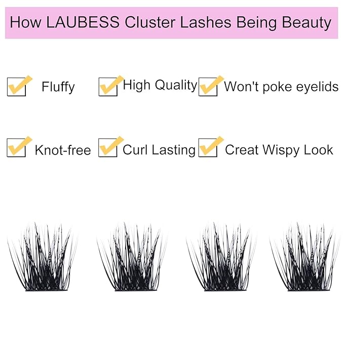 Lash Clusters 72pcs Individual Lashes D Curl Cluster Lashes 0.07mm Thickness Eyelash Clusters DIY Lash Extension Kit Cluster Eyelash Extensions (03-0.07D, 14mm)