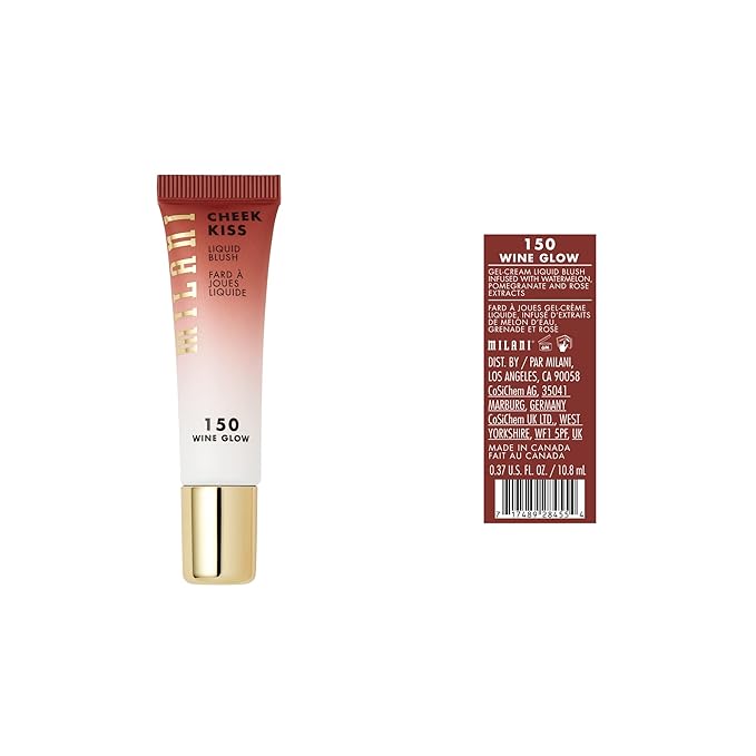 Milani Cheek Kiss Liquid Blush Makeup, Lightweight, Blendable & Buildable for Radiant Flushed Cheeks, Skin-Loving Formula - New Wine Glow