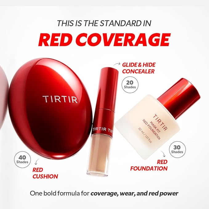 TIRTIR Mask Fit Red FoundationㅣLong Lasting Flawless Coverage, Energy Essence, Lightweight, Hydrating, Pore-Blurring, Breathable Satin Finish, Makeup, Radiant Skin, #21W Natural Ivory, 1.01 Fl Oz