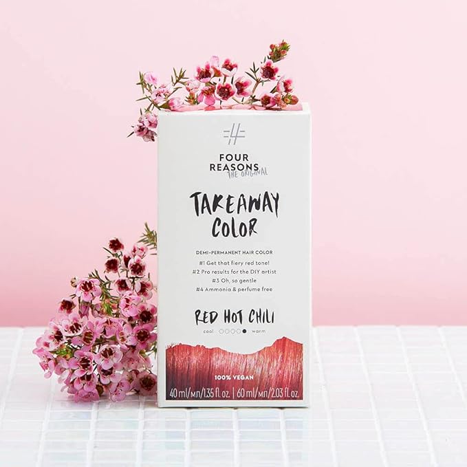 Four Reasons Original Takeaway Color - Red Hot Chili – 7.66 Red - Demi-Permanent Hair Color - Ammonia-Free and Fragrance-Free Hair Dye - 100% Vegan & Cruelty Free