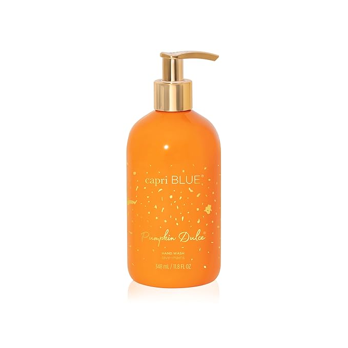 Capri Blue Large Moisturizing Hand Wash Soap - Liquid Hand Soap with Pump Bottle - Gentle & Hydrating Skin Care - Notes of White Pumpkin, Sweet Gingersnap, Nutmeg & Vanilla (Pumpkin Dulce, 11.8 fl oz)