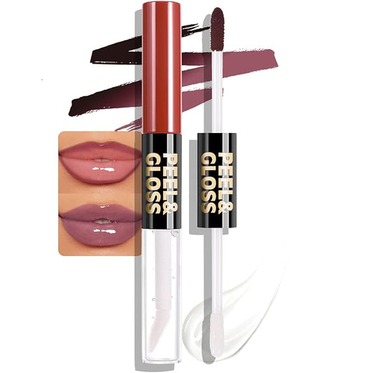 Lip Stain Peel Off Lip Oil 2 in 1 Combo Set, Berry Long Lasting Tattoo Lip Liner Stain, Transfer-Proof Lip Tint Matte Finish Moisturizing Lip Gloss for Women Daily Makeup, Easy to Apply