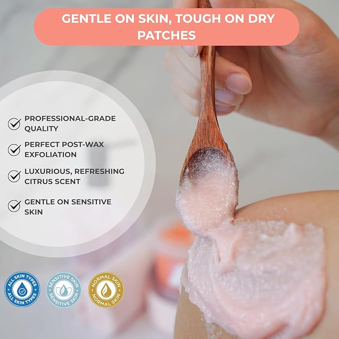 NaturaverdePro Fresh Grapefruit Ingrown Hair & Bumps Exfoliating Body Scrub, Sugar Scrub for Body and Post-Wax Care, Infused with Glycerin & Fruit Oils, Natural Skin Care for All Skin Types - 10.58 oz