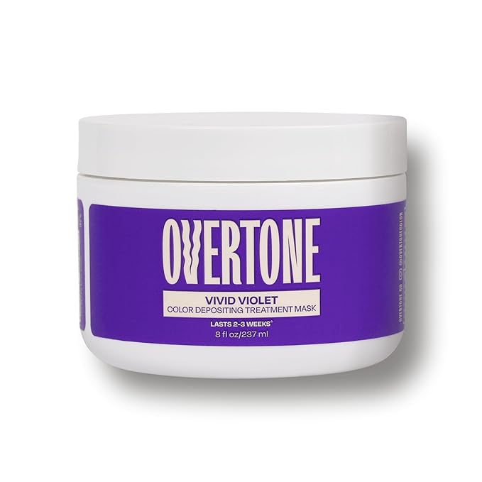 Overtone Semi Permanent Hair Color Conditioner, Vivid Violet, 8 oz, Nourishing, Damage-Free, Color Depositing Mask for All Hair Types with Shea Butter & Coconut Oil, Vegan & Cruelty-Free