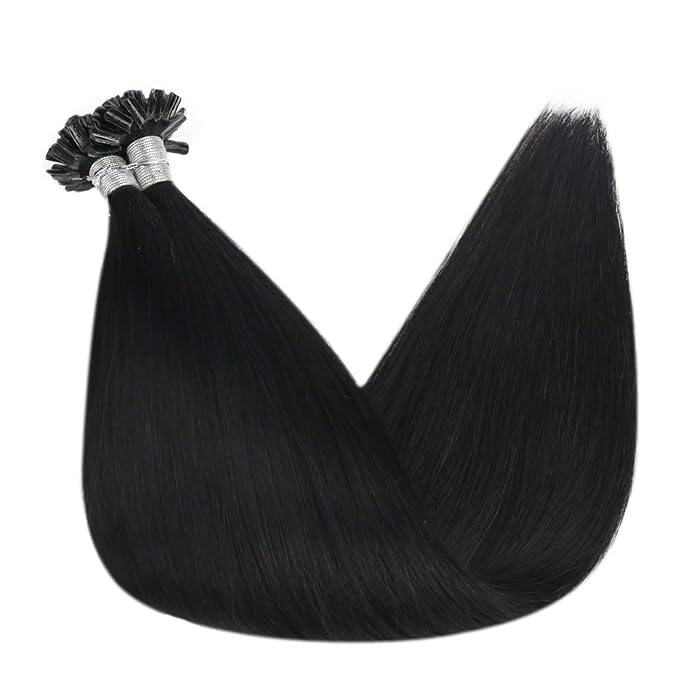 Full Shine U Tip Hair Extensions Human Hair 22 Inch Jet Black 50 Grams Keratin Hair Extensions Real Human Hair for Women Fusion Extensions Long Straight Hair add Length