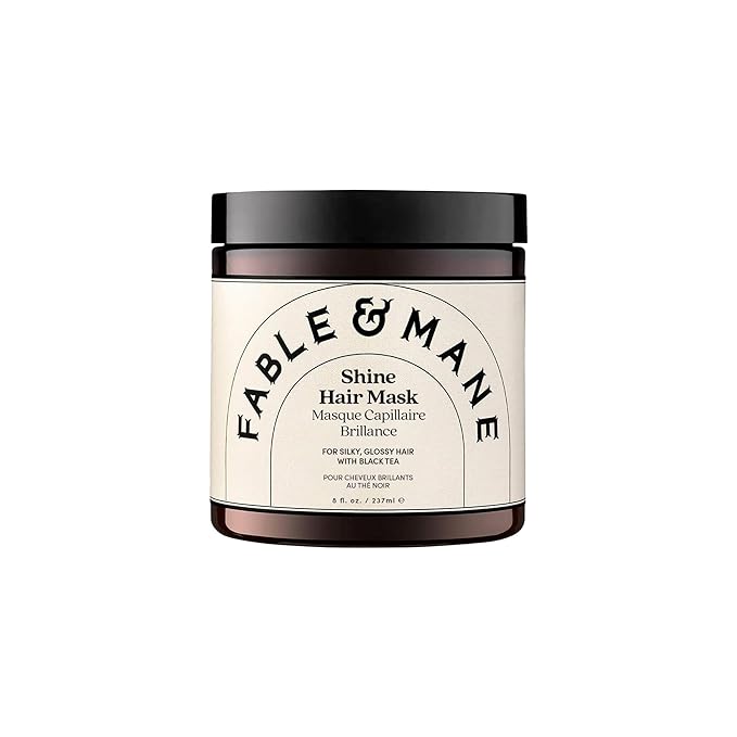 Fable & Mane Shine Hair Mask, Boosts Shine, Tames Frizz and Enhances Colour with Black Tea. 3-Minute, Chai-scented, Hair Gloss Treatment