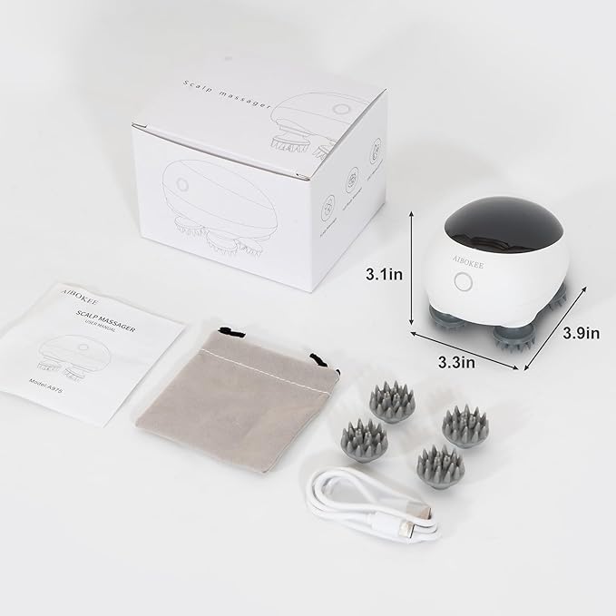 Electric Scalp Massager, Portable Head Stress Relax,IPX7 Waterproof Rechargeable Head Massager Scalp Stress Relax, Body for Deep Cleansing, Relief, Hair Growth (Black)