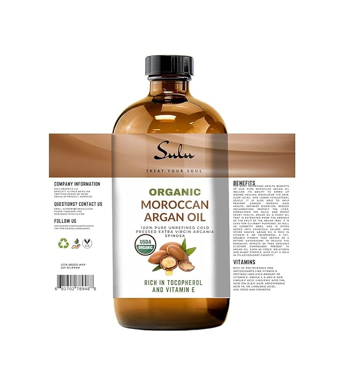 4 OUNCES Pure Certified Organic Cold Pressed Unrefined Extra Virgin Moroccan Argan Oil