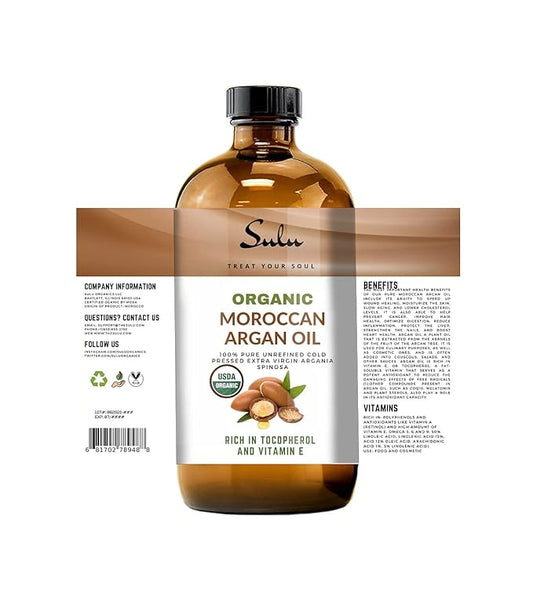 4 OUNCES Pure Certified Organic Cold Pressed Unrefined Extra Virgin Moroccan Argan Oil