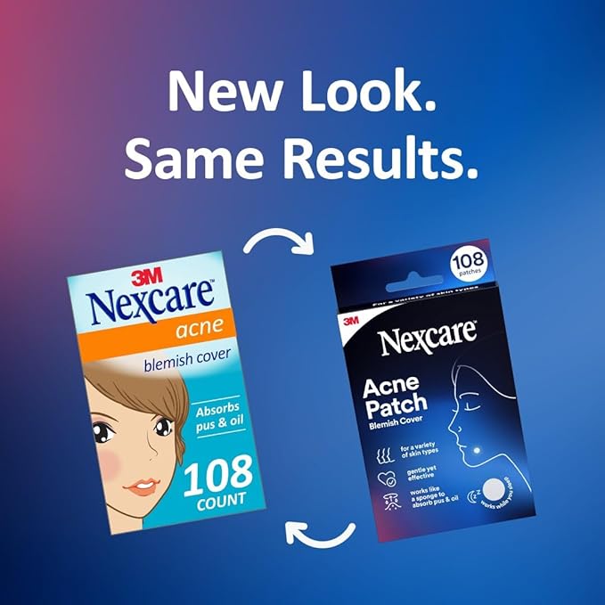 Nexcare Acne Cover, Skin Cover Absorbs Pus and Oil From Clogged Pores, Suitable Skincare for Most Skin Types - 108 Acne Covers
