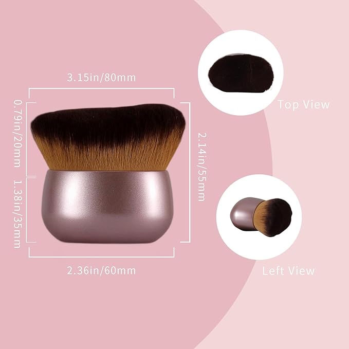 Extra Large Body Makeup Brush Kabuki Brush for Foundation & Bronzer, 75 mm Wide-headed Kabuki Brush Provides More Even&Pretty Application, Sunscreen Face&Back Makeup Brush, Wet & Dry Use (Rose Gold)