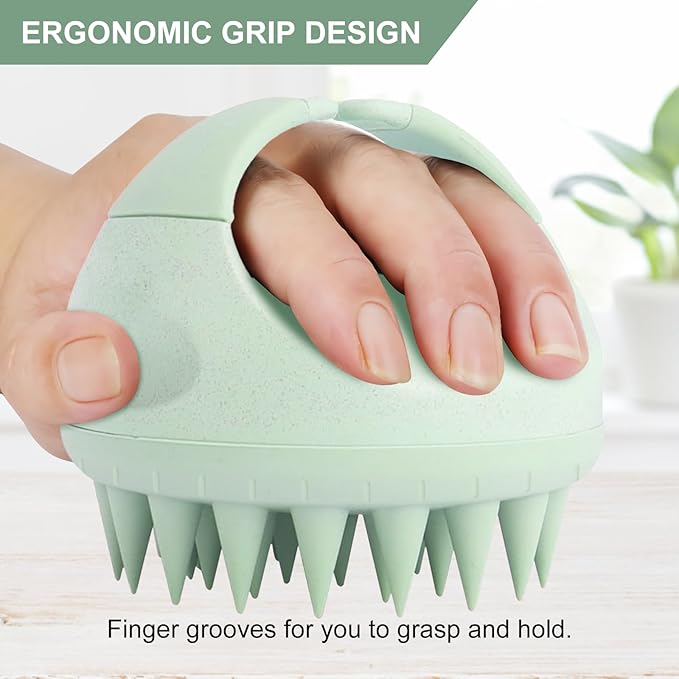 SetSail Hair Scalp Massager Shampoo Brush, Soft Silicone Hair Scalp Scrubber with Ergonomic Handle Dry and Wet Use Hair Scalp Brush for Hair Growth, Blood Circulation for Women Men, Green