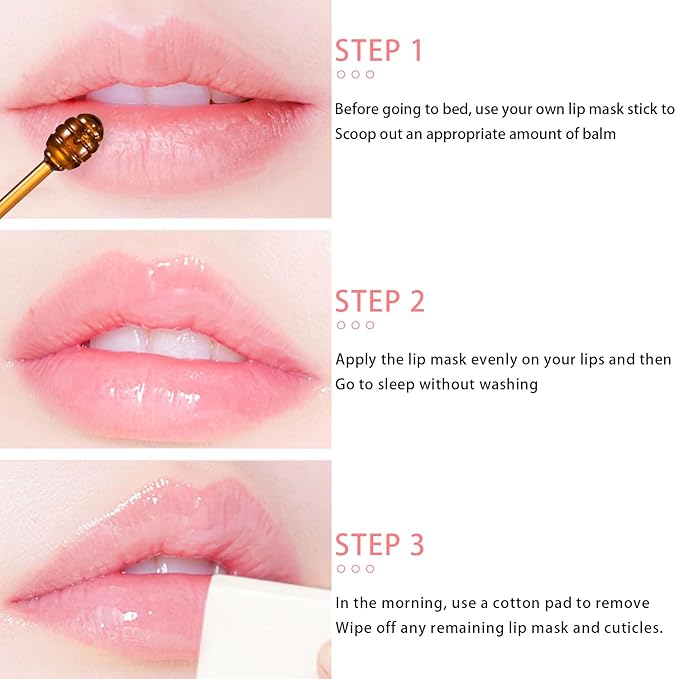 5 Pcs Bee Lip Balm Honey Pot, Honey Strawberry Apple Lip Mask Overnight, Moisturizing Lip Sleeping Mask, Hydrate Repair Prevent Dry Cracked Lip Exfoliator Lip Care