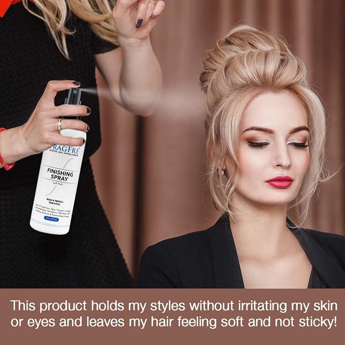 Hair Finishing Spray 8 oz - Flexible Soft Hold - Hair Spray for Sensitive Skin - Fragrance Free Hypoallergenic Parabens Free - Non Irritating Quick Dry Denatured Alcohol - Gluten Free Vegan