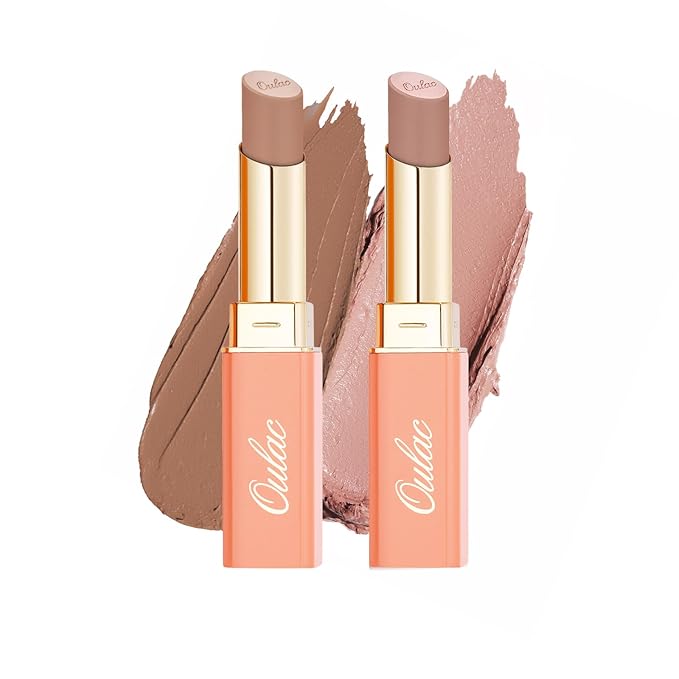 Oulac Satin Lipsticks for Women Set - Matte Lipstick, Full Coverage Lip Color, Satin Matte Finish, Cream Texture, Hydrating, Infused with Hyaluronic Acid, 4g*2 SG02+SG09