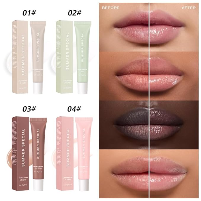 2Pcs Summer Lip Butter Balm Lip Gloss, Ultra-Hydrating Natural Vegan Lip Balm, Sheer-Tinted Shine & Hydration, Soothes & Softens Dry Lips Skincare, Bálsamo labial hidratante (#3+4#)