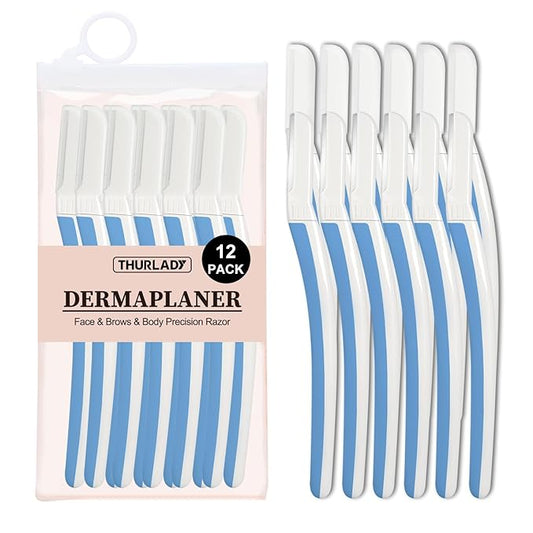 Dermaplane Razor for Women Face, Eyebrow Razor, Face Razors for Women, Dermaplaning Tool, Travel Essentials, (12 pcs, Aegean Frost)