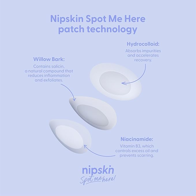 NIPSKIN - Spot Me Here Invisible Hydrocolloid Granite Patches - Waterproof Zit Stickers for All Skin Types