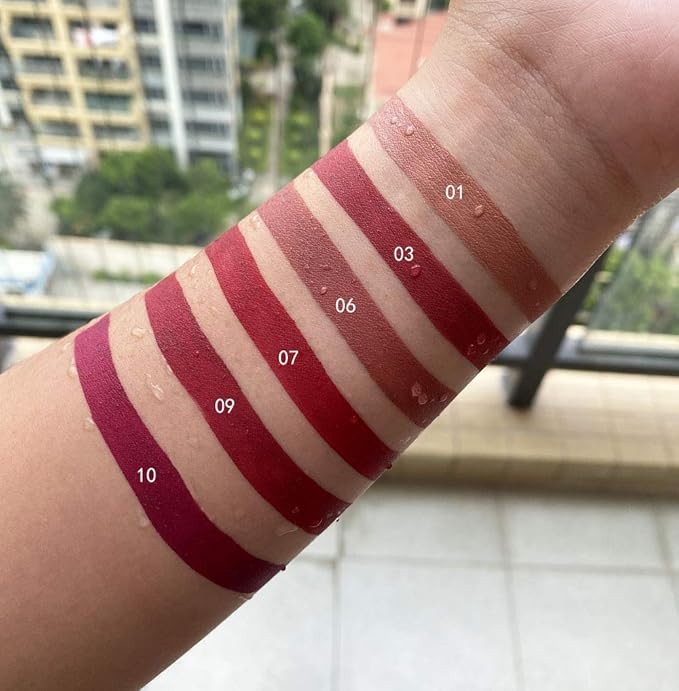 evpct 6Pcs Peony Flower Liquid Matte Lipstick Set,Dark Red Purple Permanent Lipsticks Lip Stain Set for Women Long Lasting Waterproof 24 Matt Lippies labiales larga duracion 24