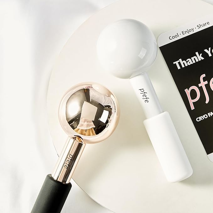Pfefe Ice Globes for Face & Eyes, Unbreakable Stainless Steel Cryo Sticks for Beauty Routines, Facials Cold Roller Cooling Globes for Puffiness, Wrinkles, Dark Circles, Headaches