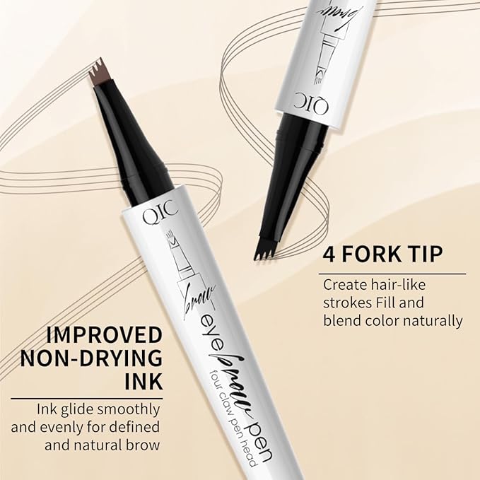Microblading Eyebrow Pencils for Women - Microblading Brow Pen with 4-Fork-Tip, Eyebrow Pen Smudge- Proof Waterproof Eyebrow Pencil Create Natural Hair-Like Brow, Last All-Day, Dark Brown