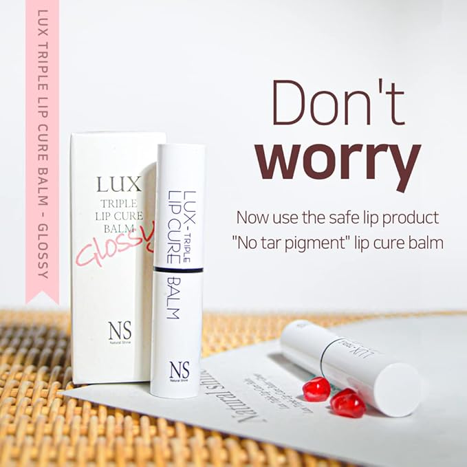 Lux Triple Lip CURE Glossy Balm VENUS (Ruby Red) (0.17oz) 4 million units sold in Korea, Natural Tinted Korean Lip Balm, Petroleum/Paraben Free, Lip Butter,lip balm hydrating