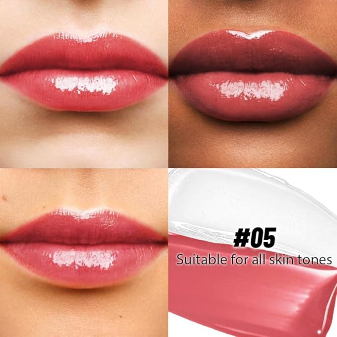 2-in-1 Matte Liquid Lipstick & Clear Lip Gloss, Long Lasting Waterproof Smudge Proof 24 Hour Lip Color Stain, Non Stick & Non Fading, Vegan Matte Makeup Lip Stain for Women, Orange Pink #05