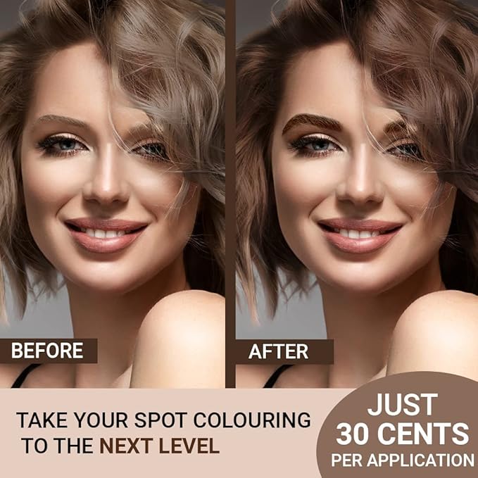 MinaiBrow Light Brown Brow Tinting Powder with Duo Angled Brush | Water & Smudge Proof Instant Dye, 100% Gray Converge