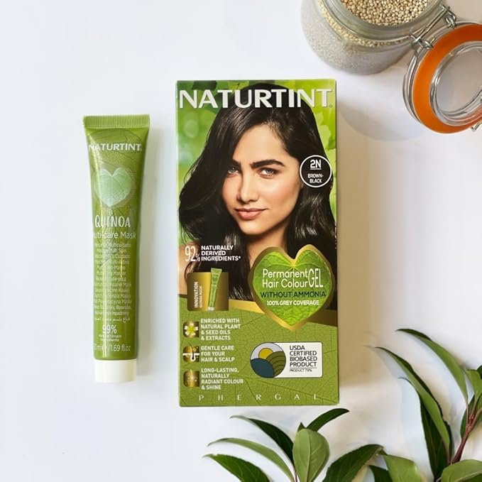 Naturtint 2N Brown Black Permanent Hair Color (Pack of 1), Ammonia Free, Vegan, Cruelty Free, up to 100% Gray Coverage, Long Lasting Results (Packaging may vary)