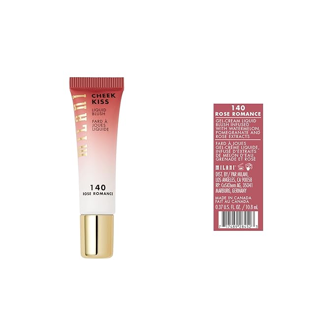 Milani Cheek Kiss Liquid Blush Makeup, Lightweight, Blendable & Buildable for Radiant Flushed Cheeks, Skin-Loving Formula - Rose Romance